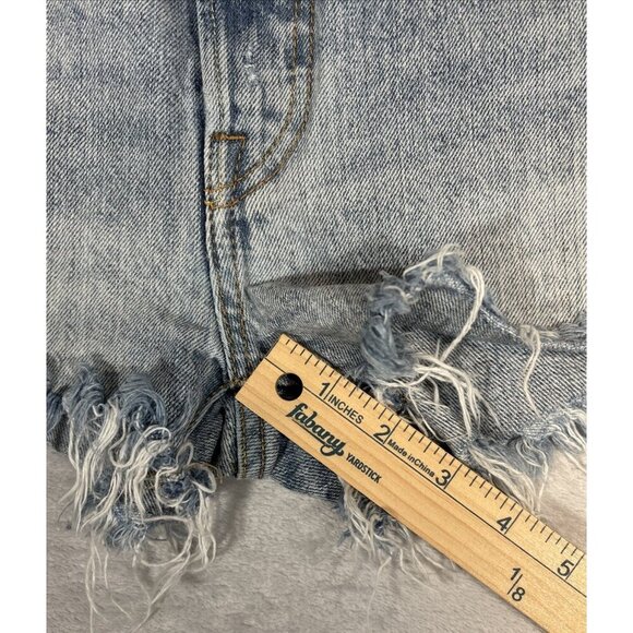 Levis 501 Cutoff Shorts Women's 27 Blue Lightwash Denim Button Fly Red Tab - Picture 6 of 10